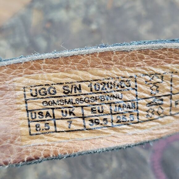 UGG Womens Sandals Auden II Black Leather Thong Size 8.5 Adjustable Ankle Strap - Picture 10 of 11